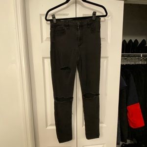 Black distressed denim jeans